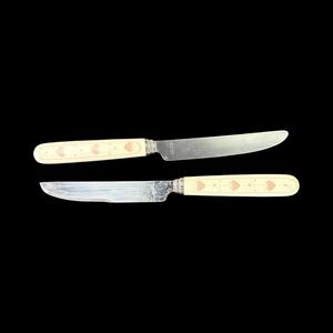 Forever Yours Pink Butter & Steak Knife Flatware Peach Hearts Corelle Lot of 2